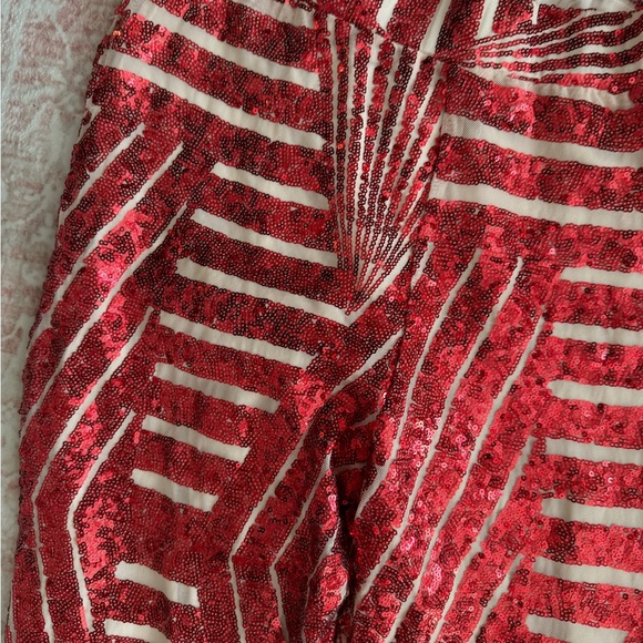 Red sequined bootcut Christmas pants - Picture 2 of 3